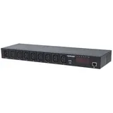 Intellinet Network Solutions Intellinet 19" 8-fach IP-Steckdosenleiste / PDU mit C13-Kaltgerätesteckdosen, Kontrolliert Strom, Temperatur und Luftfeuchtigkeit, C20-Stromeingang, 1 HE schwarz 163682