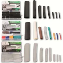 Quadrios 22CA143 Schrumpfschlauchsortiment Schwarz, Rot, Gelb, Blau, Grün, Transparent Schrumpfrate:3:1 1 Set