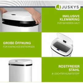 Juskys Automatik Mülleimer mit Sensor - Weiß