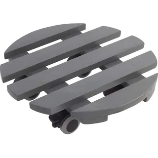 Metafranc Pflanzenroller Ø 300 mm - 60 kg Tragkraft - Kiefer-Platte - Grau - TPE-Rollen mit 2 Feststellern / Indoorroller / Blumenroller / Transporthilfe für Pflanzen / 825200
