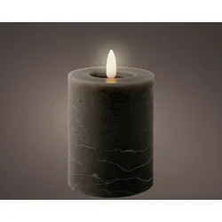 Lumineo LED Kerze mit Timerfunktion 7x11cm Wachs - flackernde Flamme Echtwachskerze Kerzen batteriebetrieben Wachskerze Stumpenkerze Rustik Anthrazit Warmweiß