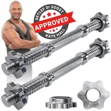 Miweba Sports Kurzhantelstange Kurzhantel Stange KH100 inkl. Sternverschluss, Metall, 35,00 cm (2er-Set, Kurzhantel-Set, Workout, Training, Krafttraining, Muskelaufbau, 2-tlg., Ø30mm, 35.0 x 6.7 x 6.7 cm, 40 kg max. Belastung, Stahl, 2 kg Eigengewicht), Fitnesshantel Hantelstange Kurzhantelstange Kurzhanteln silberfarben