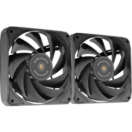 Mars Gaming MF-NCLX2, Kit 2x Ultra-Leise 120mm Lüfter, Hybridblatt-Design, 2-in-1 Lüfter mit Hyperbalanced FDB Kupferlager, PWM-Anschluss-System, Anti-Vibrations-Pads, Schwarz