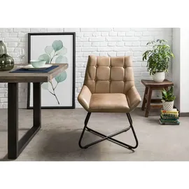 Massivmoebel24 Polsterstuhl Leder beige