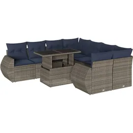 vidaXL Gartensofa-Set 9-tlg. grau Polyrattan