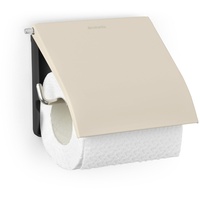 BRABANTIA - Renew Toilettenpapierhalter - für alle Gängigen Rollengrößen - Wandmontage - Korrosionsbeständig - Badezimmerzubehör - Inkl. Befestigungsmaterial - Soft Beige - 17 x 13,2 x 12,3 cm