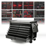 Werkzeugwagen PRO Line "DOUBLE FULL BLACK" mit 13 Schubladen inklusive Werkzeug