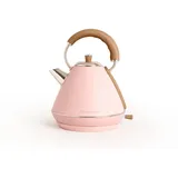 CREATE/KETTLE RETRO L/Elektrischer Wasserkocher Pastellrosa/Schnelles Aufkochen, Fassungsvermögen 1,7L, Abschaltautomatik, Anti-Kalk-Filter, Wasserstandsanzeige, Ø19cm, 2200W