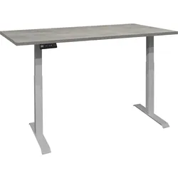 Schreibtisch MÄUSBACHER "Big System Office", silber (silber, beton, silber, beton), B:140cm, Tische, Breite 140 cm, elektrisch höhenverstellbar