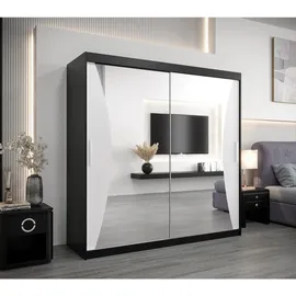 abiks möbel Schwebetürenschrank MONACO 200 x 200 x 62 cm Schwarz/Weiß