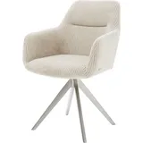 DeLife Esszimmerstuhl Pejo-Flex Cord Beige Kreuzgestell kantig Edelstahl Taschenfederkern