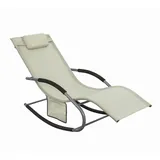 SoBuy Sonnenliege mit Tasche Garten Metall Kunstfasergewebe Beige OGS28-MI