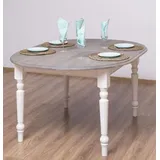 Casa Padrino Landhausstil Esstisch Grau / Weiß 160 x 120 x H. 78 cm - Ovaler massivholz Küchentisch mit Eichenholz Tischplatte - Esszimmer Möbel... - Grau