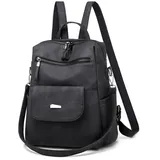 DIRRONA Rucksack Damen Lässig Schultertaschen Mehrere Taschen Large Rucksack wasserdichte Diebstahlschutz PU Leder Bag Ausflüge Schule Arbeit Damen Rucksack Schwarz