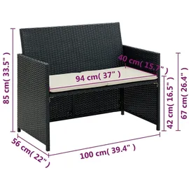vidaXL Gartensofa 99 x 59 x 0 cm Schwarz