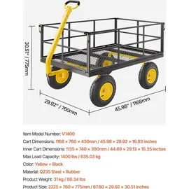 Vevor Bollerwagen 116,8x76x43 cm gelb