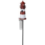 itsisa Regenmesser Gartenstecker Leuchtturm rot-Weiss H:136 cm aus Eisen - Deko Niederschlagsmesser maritim, Schiff, Küste, Maritime Gartendeko Meer, Metalldeko