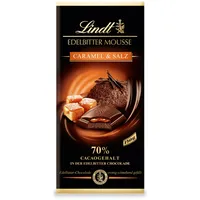 Lindt Schokolade Edelbitter Mousse Caramel & Salz | 150 g Tafel | Mit 70 % Kakaogehalt und dunkler Mousse au Chocolat und Karamell-Salz Füllung | Schokoladentafel | dunkle Schokolade
