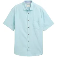 Tom Tailor 1045098 Kurzarmhemd - Pastel Turquoise Chambray -