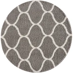 Hochflor-Teppich SANAT "Madrid", grau (hellgrau), H:30mm Ø:200cm, Kunstfaser, Teppiche, Wohnzimmer, Langflor, Shaggy Teppich