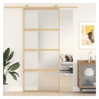 vidaXL Haustür Schiebetür Golden 90x205 cm Matt ESG-Glas und Aluminium (1-St)