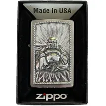 Zippo Buddha With 108 Peal Emblem Brushed Chrome Sturmfeuerzeug