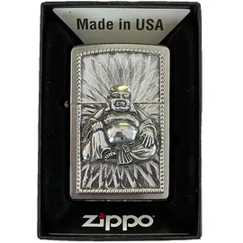 Zippo Buddha With 108 Peal Emblem Brushed Chrome Sturmfeuerzeug