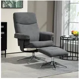 Homcom Relaxsessel Samt 78 x 106 x 85 cm Dunkelgrau mit Hocker