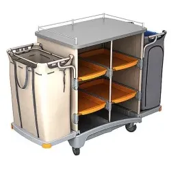 Cleankeeper Hotelwagen III - 5 Abfallbehälter 125 l, Abfallsack 120 l - blau