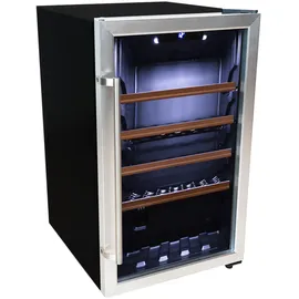 Tronitechnik TroniTechnik® Weinkühlschrank, Getränkekühlschrank, 126 Liter, 63 Flaschen, Wein Kühlschrank Edelstahl-Optik, mit LED