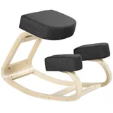 OKWISH Kniestuhl ergonomischer Sitzhocker Schwarz 69x51x58 cm mit Holzrahmen, Schaumstoffpolster und Polyesterbezug für gesunde Sitzhaltung im Büro