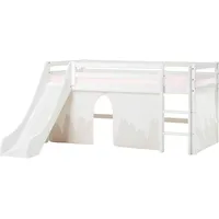 Hoppekids Hochbett »«Winter Wonderland»«, (Set, 4 St.), 90x200 mit Rutsche, Vorhang & Matratze, weiß