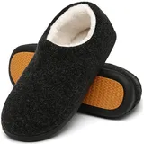 Mishansha Warme Hausschuhe Herren Winter Pantoffeln Herren Hausschuh Männer Memory Foam Slippers Geschlossen Fell Hauspantoffeln Schwarz,Gr.48 - 48 EU