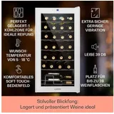Klarstein Weinkühlschrank Shiraz 28 Uno, für 28 Standardflaschen á 0,75l,Wein Flaschenkühlschrank Weintemperierschrank Weinschrank Kühlschrank schwarz