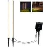 NORTHPOINT Wegeleuchte Solar LED 2er Set wasserdicht 1200mAh warmweiß