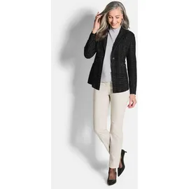GOLDNER Kurzgröße: Eleganter Baumwollblazer, Karomuster in schwarz / gemustert), | Gr.: 21