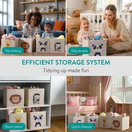 Navaris Aufbewahrungsbox Kinderzimmer 33 x 33 cm 4-tlg. beige