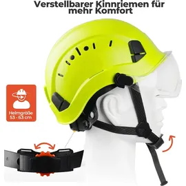 mustbau Sicherheitshelm, EN397 Schutzhelme mit Schweißband und Visier, 53 bis 63cm Verstellbarer Kopfumfang, strapazierfähiges ABS-Material Für Mä