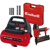 Einhell Kompressor TC-AC 190/6/8 OF (1100 W, max. 8 bar, öl-/servicefreier Motor, 6 L Drucklufttank, Manometer, Schnellkupplung, Sicherheitsventil, inkl. Druckluft-Tacker TC-PN 50, 1500 Klammern, 2000 Nägel, Ölfläschchen Stecknippel, Transportkoffer)