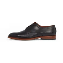 Tommy Hilfiger Herren Derby Schuhe Thunit Leather Runde Spitze, Schwarz (Black), 44