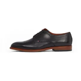 Tommy Hilfiger Herren Derby Schuhe Thunit Leather Runde Spitze, Schwarz (Black), 44