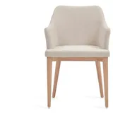 Natur24 Esszimmerstuhl 4-er Set Stuhl Croft 54 x 79 x 57 cm Chenille Beige Eschenholz braun