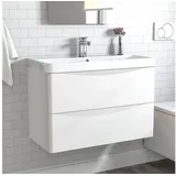 duschspa Waschtisch Waschbecken mit Unterschrank Waschtischunterschrank Smiley, Badmöbel in Breite 50/60/80/90/100 cm weiß 81 cm x 54 cm x 40 cm