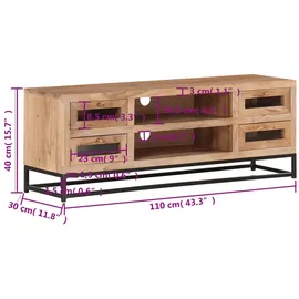 vidaXL TV-Schrank 110x30x40 cm Akazie Massivholz