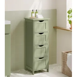 VASAGLE Badezimmerschrank, Badschrank, Beistellschrank mit 4 Schubladen, 30 x 30 x 82 cm, für Badezimmer, Wohnzimmer, Esszimmer,