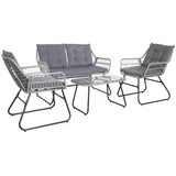 Svita CAPRI Balkonmöbel-Set Polyrattan Sitzgruppe Outdoor 4-tlg. Gartenlounge Hellgrau