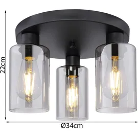 meine wunschleuchte Minimalistische LED Deckenleuchte (Ø22cm) 3-flammig schwarz