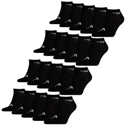 HEAD Herren Damen Unisex Sneaker Sport Socken Kurzsocken Baumwolle - 10er 15er 20er Multipack in 39-42 20 Paar Schwarz 20er Pack