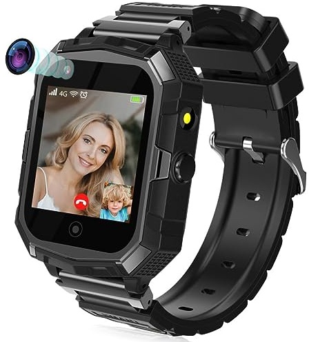 EURHOWING 4G Kinder Smartwatch mit GPS Telefon Uhr, IP67 Wasserdicht Smart Watch Kinder mit WLAN Videoanruf Kamera SOS, Schrittzähler, Weihnachten Geburtstag Geschenke für Kinder Jungen Mädchen