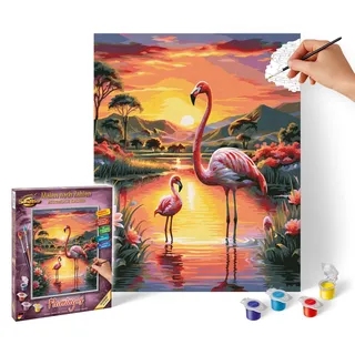 Schipper Malen nach Zahlen – Flamingos - Bilder malen für Erwachsene, inklusive Pinsel und Acrylfarben, 24 x 30 cm